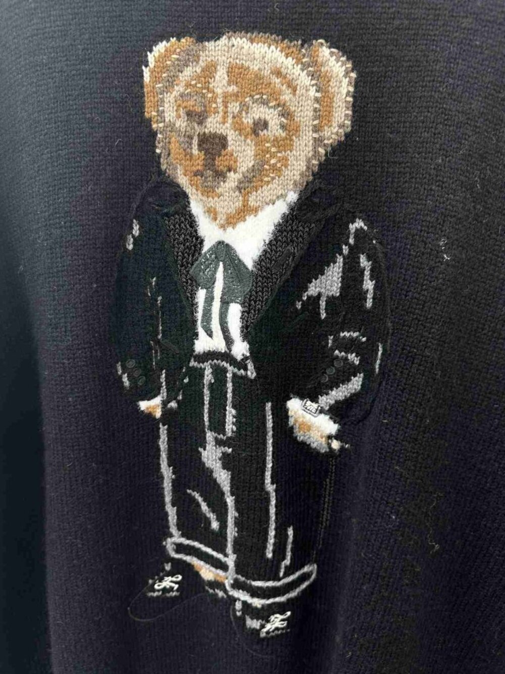 Polo Ralph Lauren Black Tuxedo Polo Bear Crewneck Sweater - Picture 3 of 7